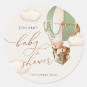 クマの好意タグを愛して！ベビーシャワーのクラシックな丸いステッカー ラウンドシール (正面)