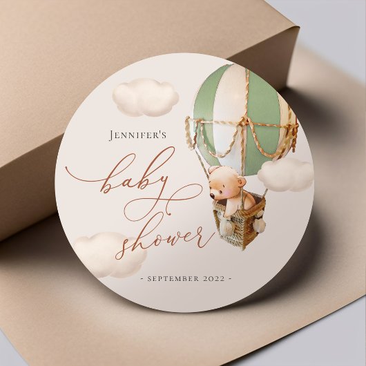 クマの好意タグを愛して！ベビーシャワーのクラシックな丸型ステッカー ラウンドシール