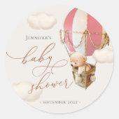 クマの好意タグを愛して！ベビーシャワーのクラシックな丸型ステッカー ラウンドシール (正面)