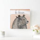 クマの子 | Be Brave スクエア壁時計 (ホーム)