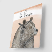 クマの子 | Be Brave スクエア壁時計 (傾斜)