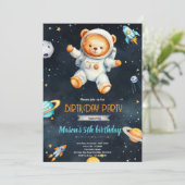 クマの宇宙飛行士の誕生日招待状 招待状 (スタンド正面)