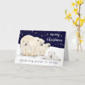 クマの家族からクリスマスのお祝い カード (黄色い花)