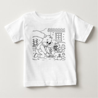 クマの家族とウサギのママのキャラクター ベビーTシャツ