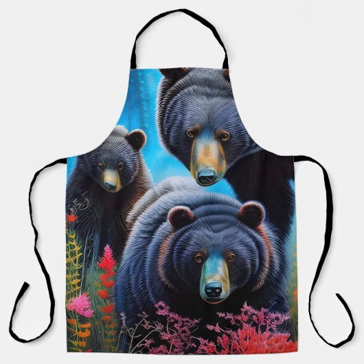 クマの家族のコラージュ エプロン (正面)