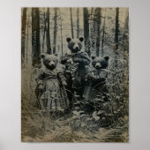 クマの家族 ポスター アート プリント, 怖い壁アート 絵画 (正面)
