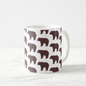 クマの形のチェック柄ブラウンキャビンコア コーヒーマグカップ (正面右)