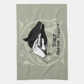 クマの影の操り人形の手ヴィンテージ キッチンタオル (縦)