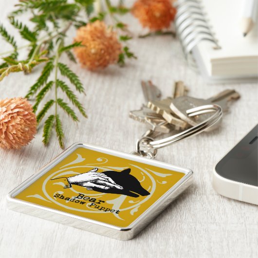 クマの影の操り人形の手ヴィンテージ キーホルダー (側面)