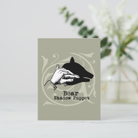 クマの影の操り人形の手ヴィンテージ ポストカード (スタンド正面)