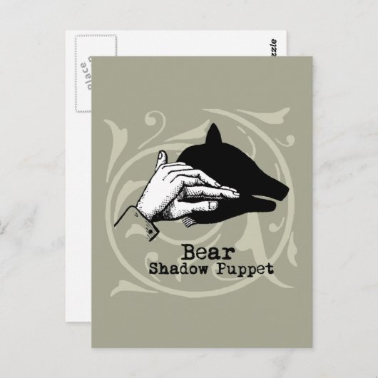 クマの影の操り人形の手ヴィンテージ ポストカード (正面/裏面)
