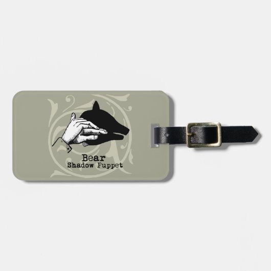 クマの影の操り人形の手ヴィンテージ ラゲッジタグ (正面横)
