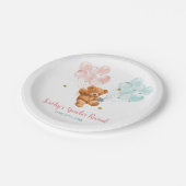 クマの性別がピンクと青のバルーンを明らかにする ペーパープレート (アングル)