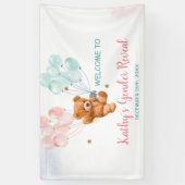 クマの性別がピンクと青のバルーンを明らかにする 横断幕 (縦)