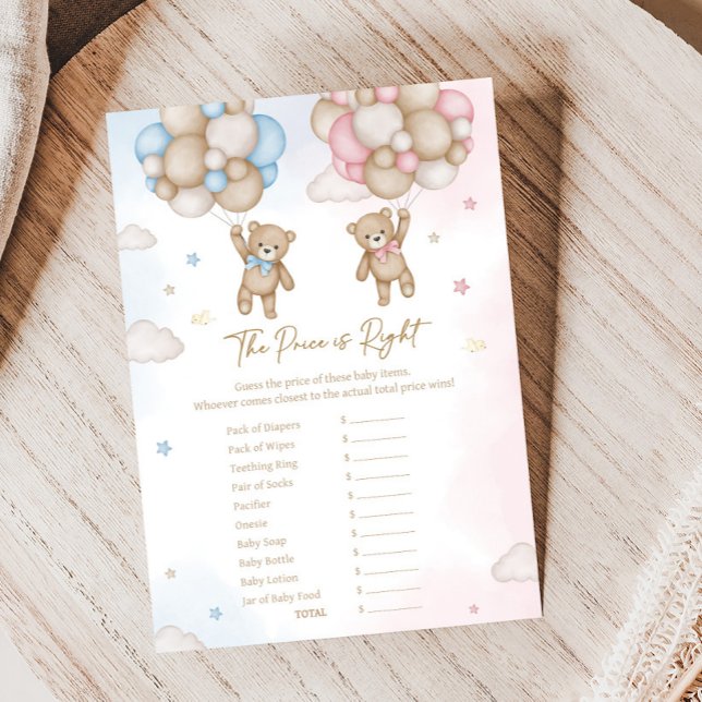 クマの性別発表ザ・プライスイズライトゲーム (Bear Balloon He or She Gender Reveal Game)