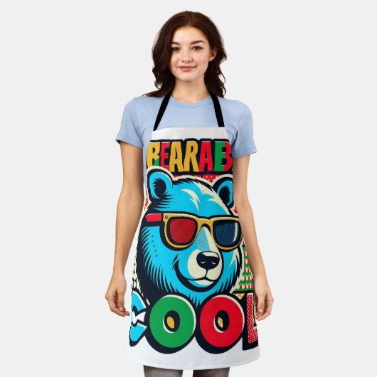 クマの愛クール者 エプロン (着用した状態)