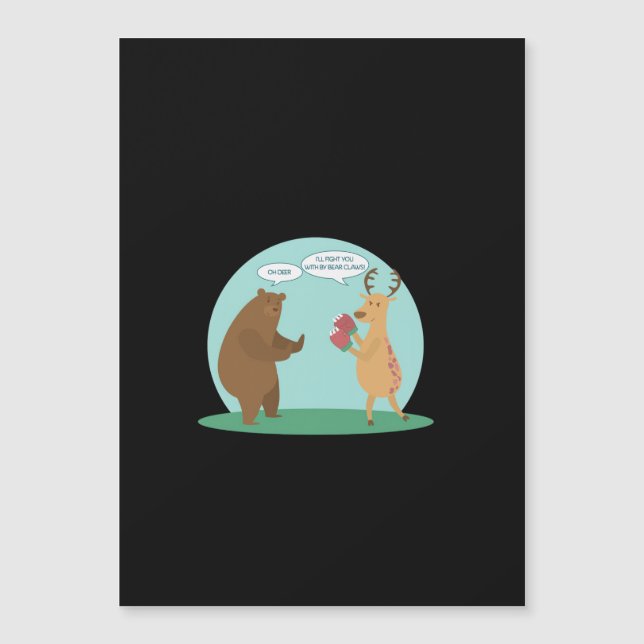 クマの手でやっちゃうわよ 鹿 可愛い おもしろ ステッカー (正面)