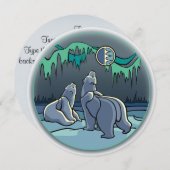 クマの招待状 パーソナライズされたポーラーベアアートカード 招待状 (正面/裏面)