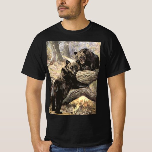 クマの挿絵 by CE Swan, ヴィンテージの森林動物 Tシャツ (正面)