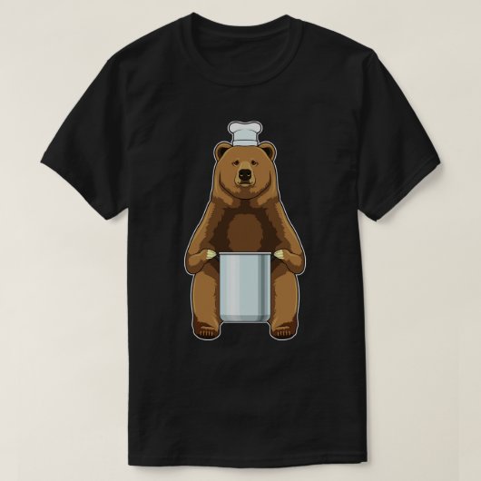 クマの料理人と鍋 Tシャツ (デザイン正面)