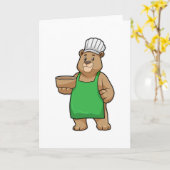 クマの料理人　料理用エプロン＆木製ボウル付き カード (黄色い花)
