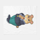 クマの新郎がスーツを着て フリースブランケット (正面(横))