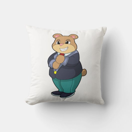 クマの新郎とスーツ クッション (正面)