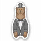 クマの新郎、ジャケットを着て シール (正面)