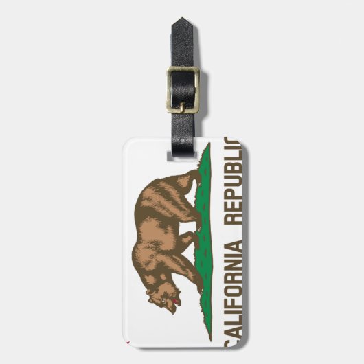 クマの旗-カリフォルニア州の旗 ラゲッジタグ (正面縦)
