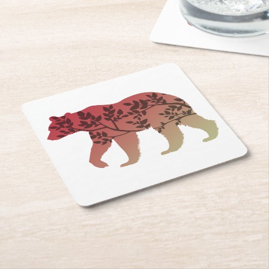 クマの木 スクエアペーパーコースター (アングル)