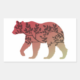 クマの木 長方形シール