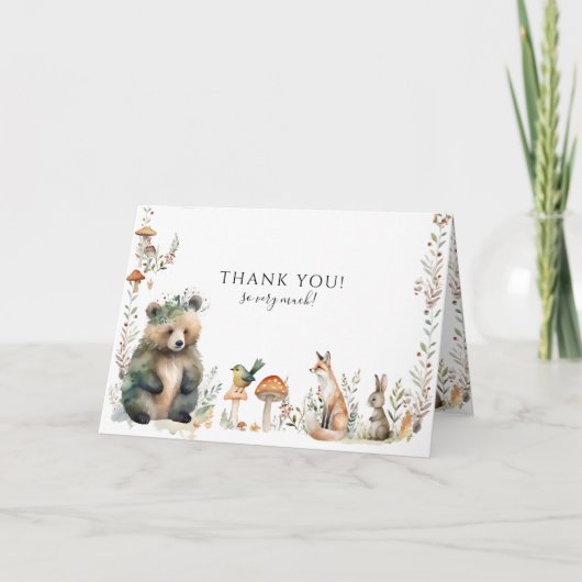 クマの森かわいい動物ディアウッドランドベビーシャワー カード (正面)