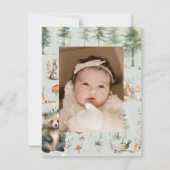 クマの森の鹿かわいい動物の写真ベビーシャワー サンキューカード (裏面)