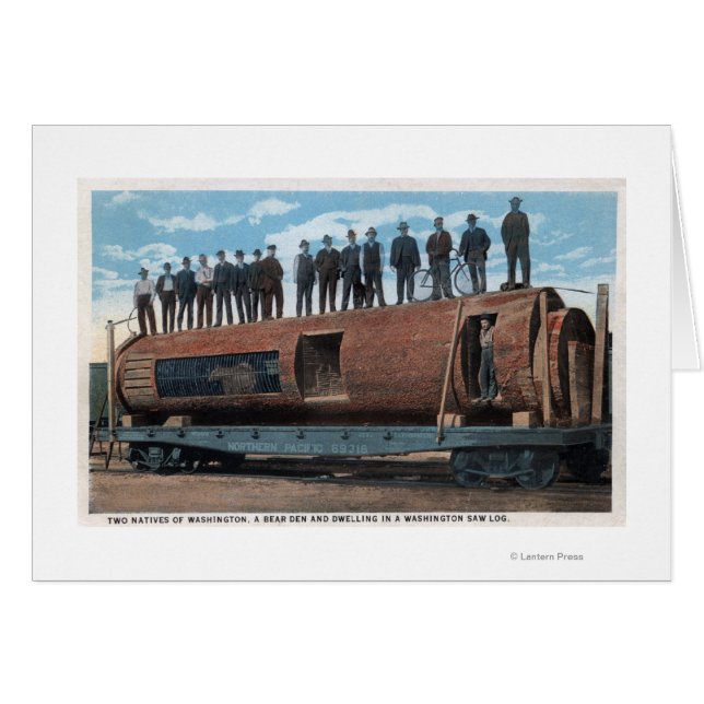 クマの檻と巨大な鋸丸太の中の住居 (正面横)