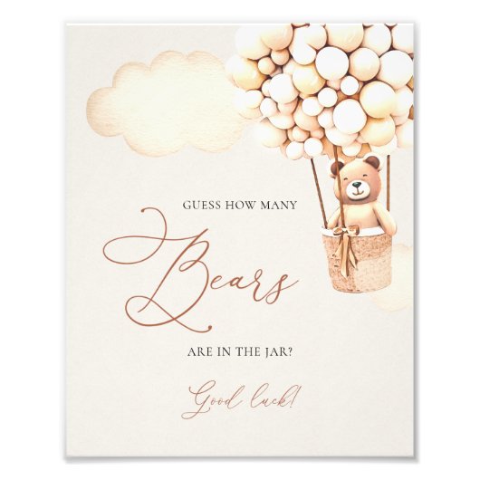 クマの気球はクマの数を推測 – サイン (正面)