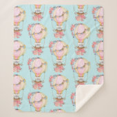 クマの水彩模様のかわいい風船 シェルパブランケット (正面)