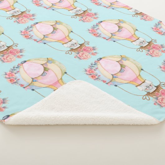 クマの水彩模様のかわいい風船 シェルパブランケット (3/4)