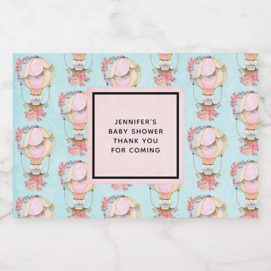 クマの水彩模様のかわいい風船 スパークリングワインラベル (シングルラベル)