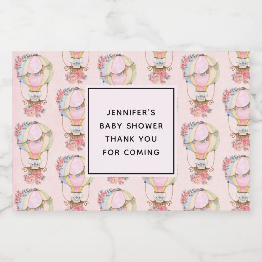 クマの水彩模様のかわいい風船 スパークリングワインラベル (シングルラベル)