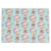 クマの水彩模様のかわいい風船 ラージペーパーバッグ (正面)