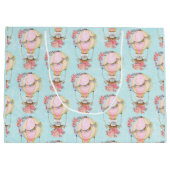 クマの水彩模様のかわいい風船 ラージペーパーバッグ (裏面)