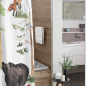 クマの水彩野生動物ウッドランドフォレスト動物 シャワーカーテン