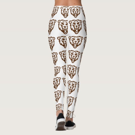 クマの灰色の茶色の素朴森林動物のパターン レギンス (裏面)