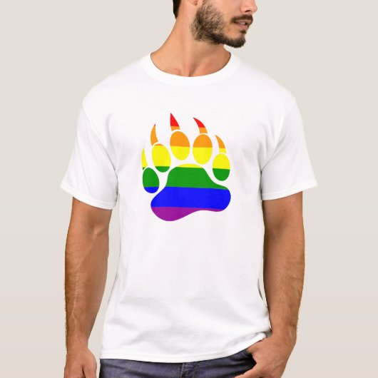 クマの爪 レインボーフラッグ デザイン Tシャツ (正面)