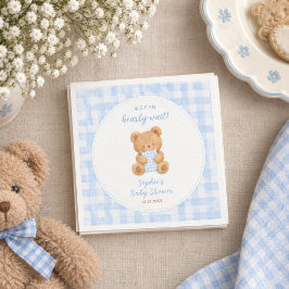 クマの男の子をお迎えする準備はできてる?ベビーシャワー スタンダードカクテルナプキン