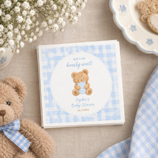 クマの男の子をお迎えする準備はできてる?ベビーシャワー スタンダードカクテルナプキン