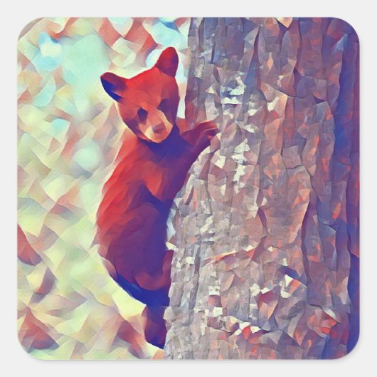 クマの登山 スクエアシール (正面)