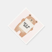 クマの看板かわいいピンクの赤ちゃんシャワー スタンダードカクテルナプキン (角)