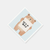 クマの看板かわいい青い赤ちゃんシャワー スタンダードカクテルナプキン (角)