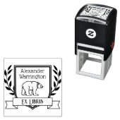 クマの紋章 リボン 本の所有者印 本の名前 セルフインキングスタンプ (インサイチュ)